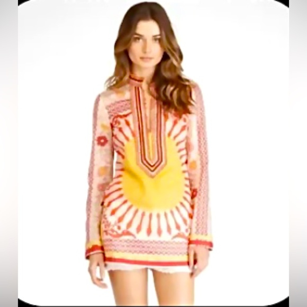 Tory Burch Tunic Giverny Voile Cruise Resort Cover Up Sun Sz 12